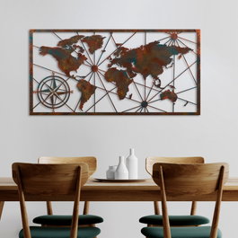 Wallity World Map Large - 2 Escultura de Pared de Metal Multicolor